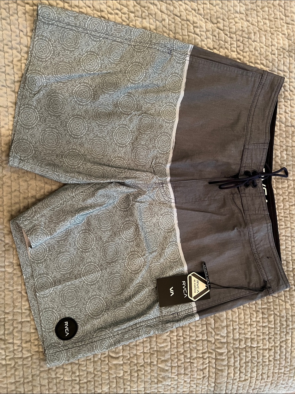 RVCA Men's Gray Patterned & Charcoal Swim Board Shorts